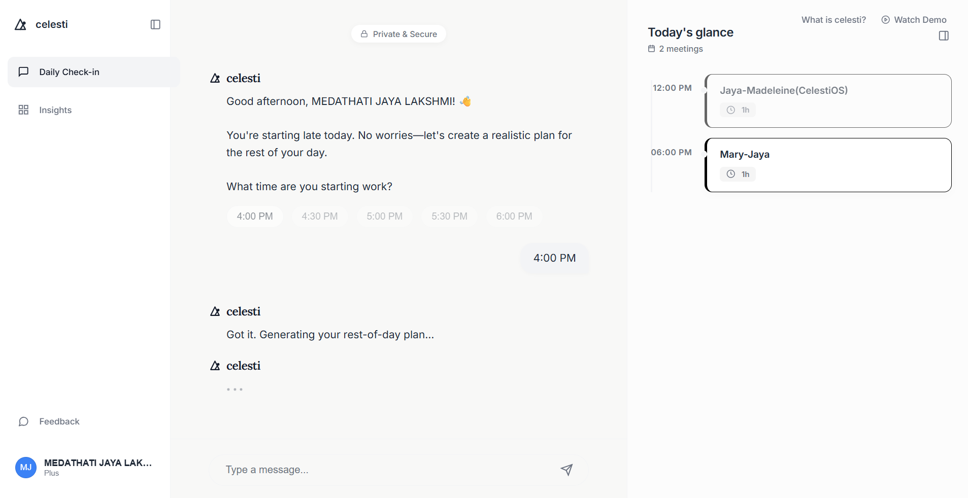 Daily Check-in Interface Preview